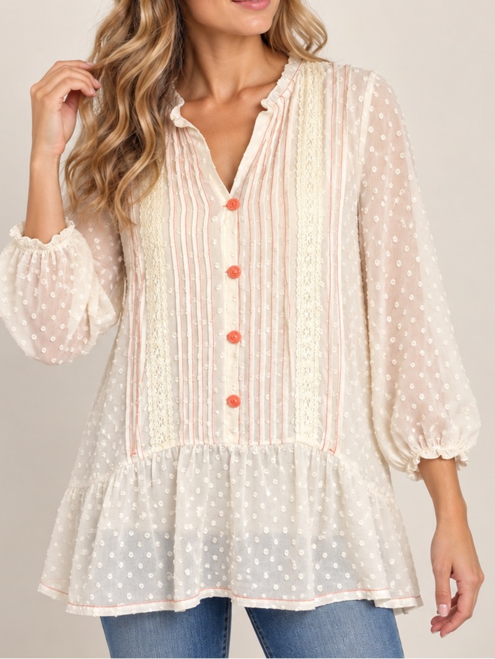 Women’s Matilda Jane Light the Way Sheer Swiss Dot Tunic Top Medium